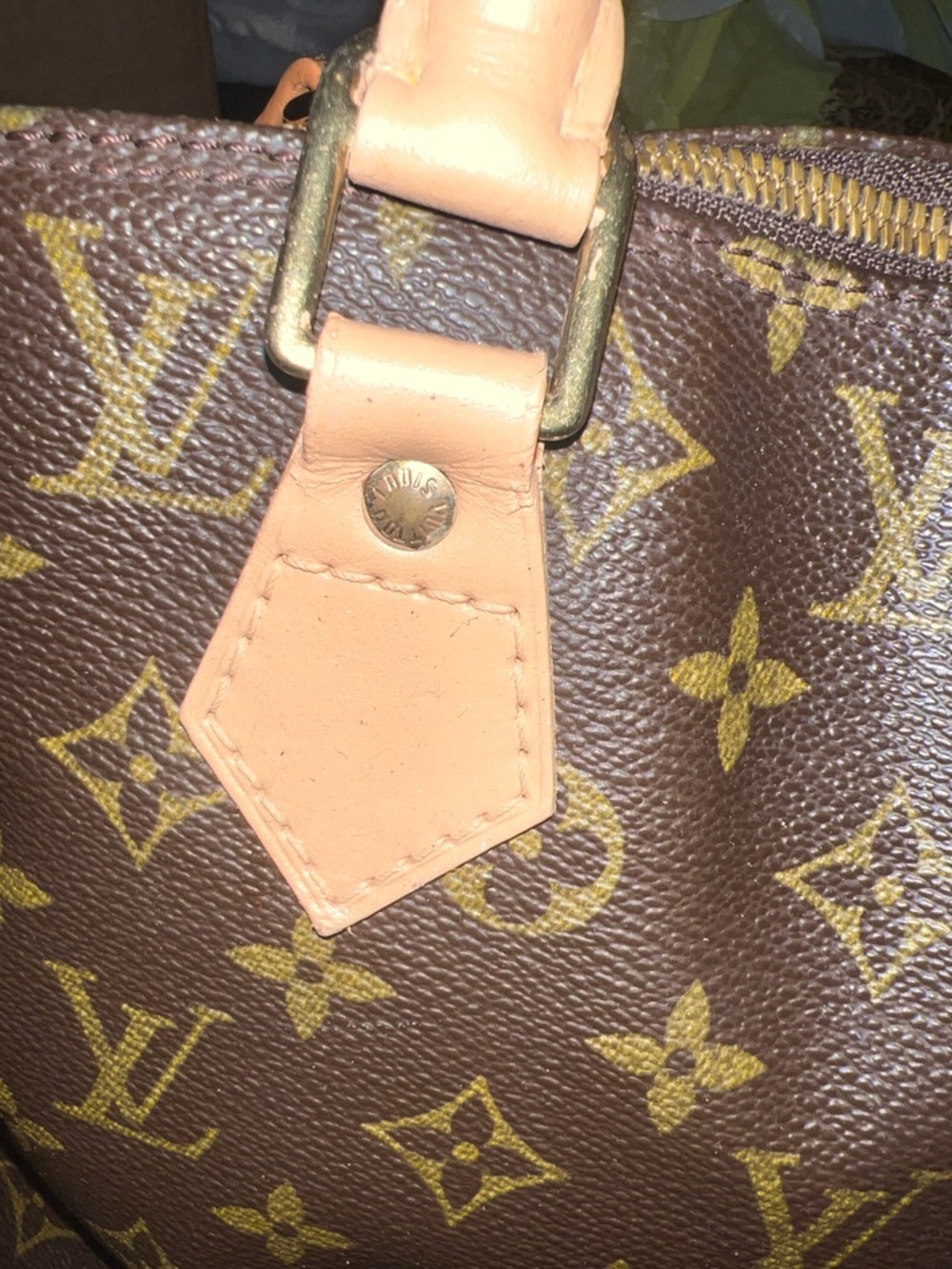 Vintage Louis Vuitton Brown Monogram Alma Satchel with Painted Tan Leather Trim - Picture 4 of 10